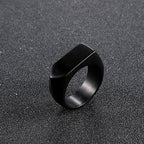Geometric Hexagon Flat Top Stainless Steel Signet Ring