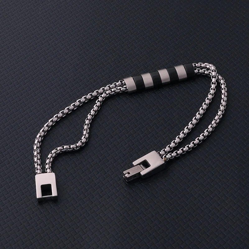 Silver-Tone Double Box Bracelet
