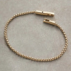 Men's Polished Gold Box Chain Link Bracelet