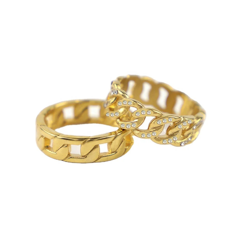 Gold Heavy Cuban Link Ring