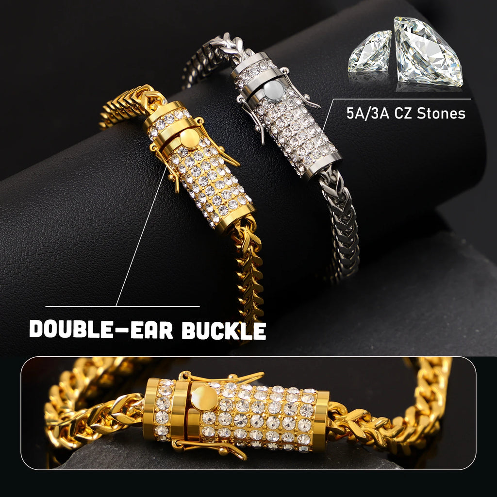 Men's Hip Hop Gold Silver Twisted Rope Chain Necklace