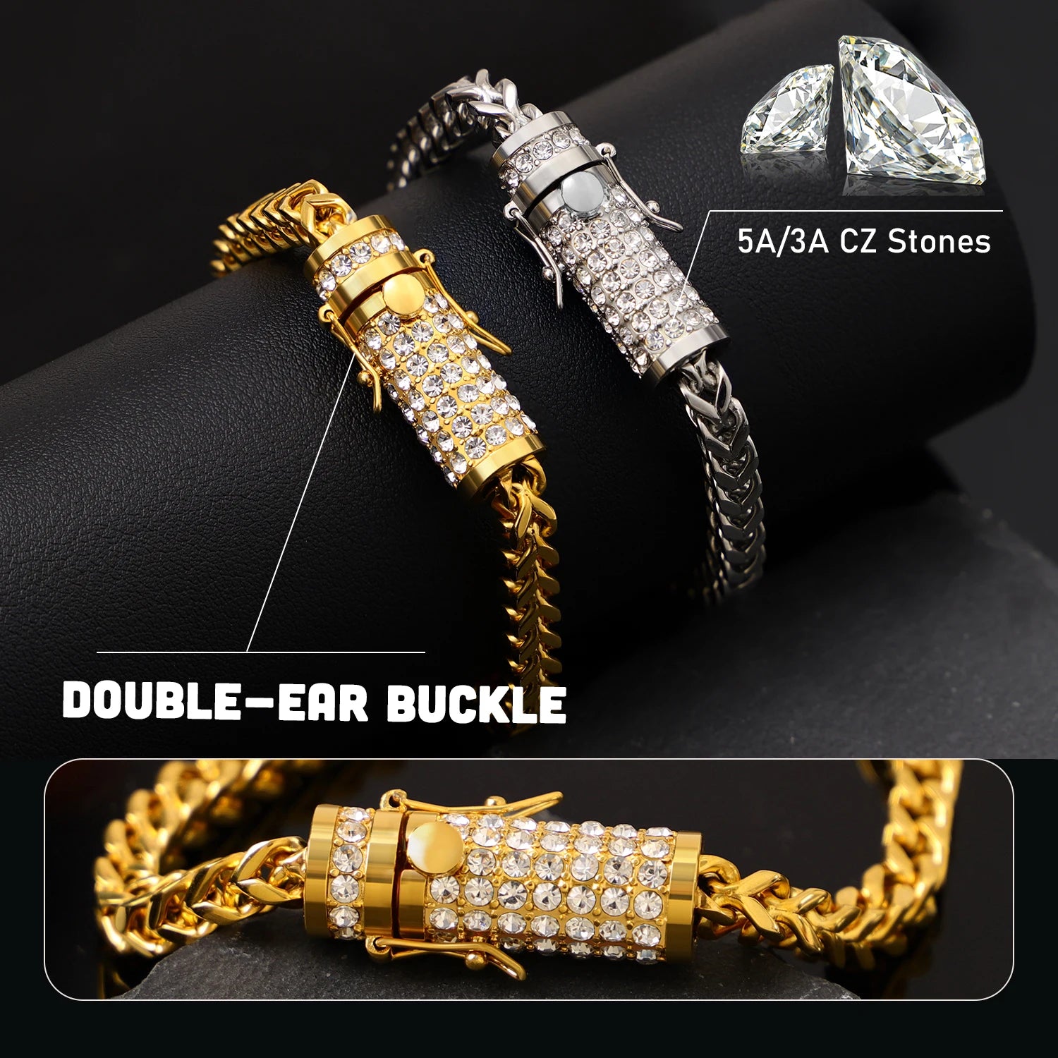 Men's Hip Hop Gold Silver Twisted Rope Chain Necklace