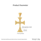 Stainless Steel CZ Cross Pendant Necklace