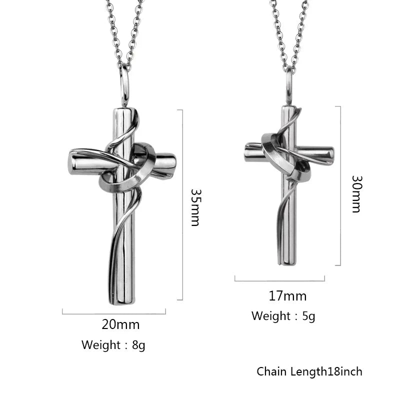 Silver-Tone Ringed Cross Necklace