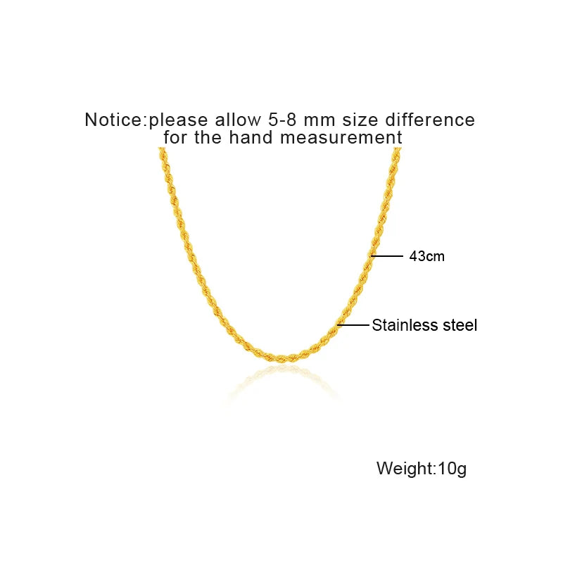 Gold & Silver Twisted Rope Chain Necklace Bracelet