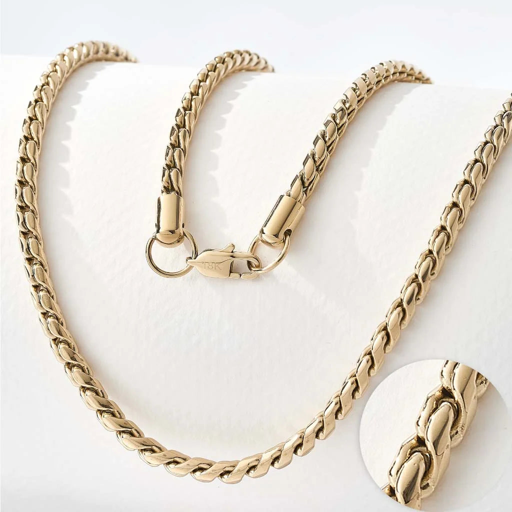 Polished Wheat Chain Necklace with Lobster Clasp