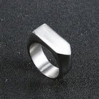 Geometric Hexagon Flat Top Stainless Steel Signet Ring