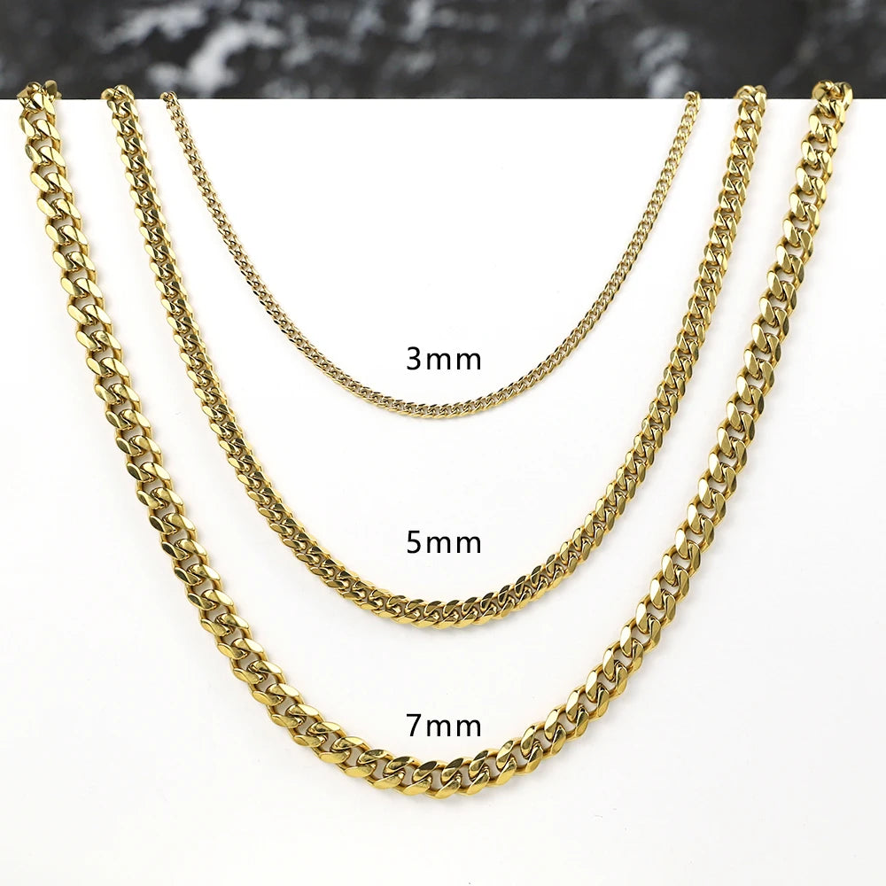 Men's Gold Silver Cuban Link Chain Necklace