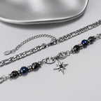 Stainless Steel Figaro Chain with Hematite Star Necklace