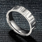 Asymmetric Slanted Wheel Pattern Titanium Ring