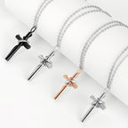 Modern Wrapped Cross Stainless Steel Pendant Necklace