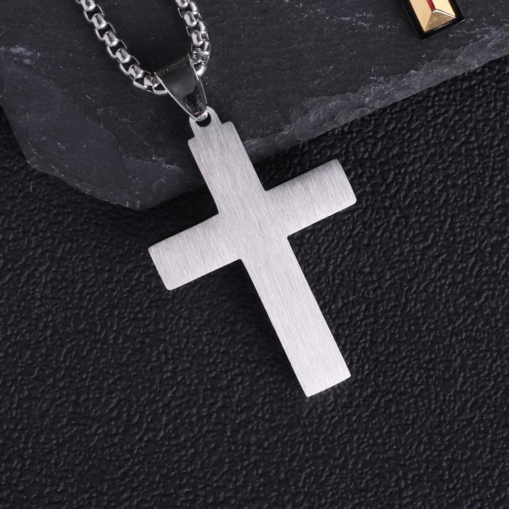 Men's Two-Tone Stainless Steel Cross Pendant Necklace