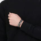 Men's Braided Leather Cross Buckle Bracelet