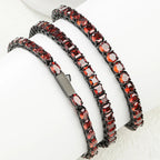 Men's Black Tennis Bracelet with Red Cubic Zirconia