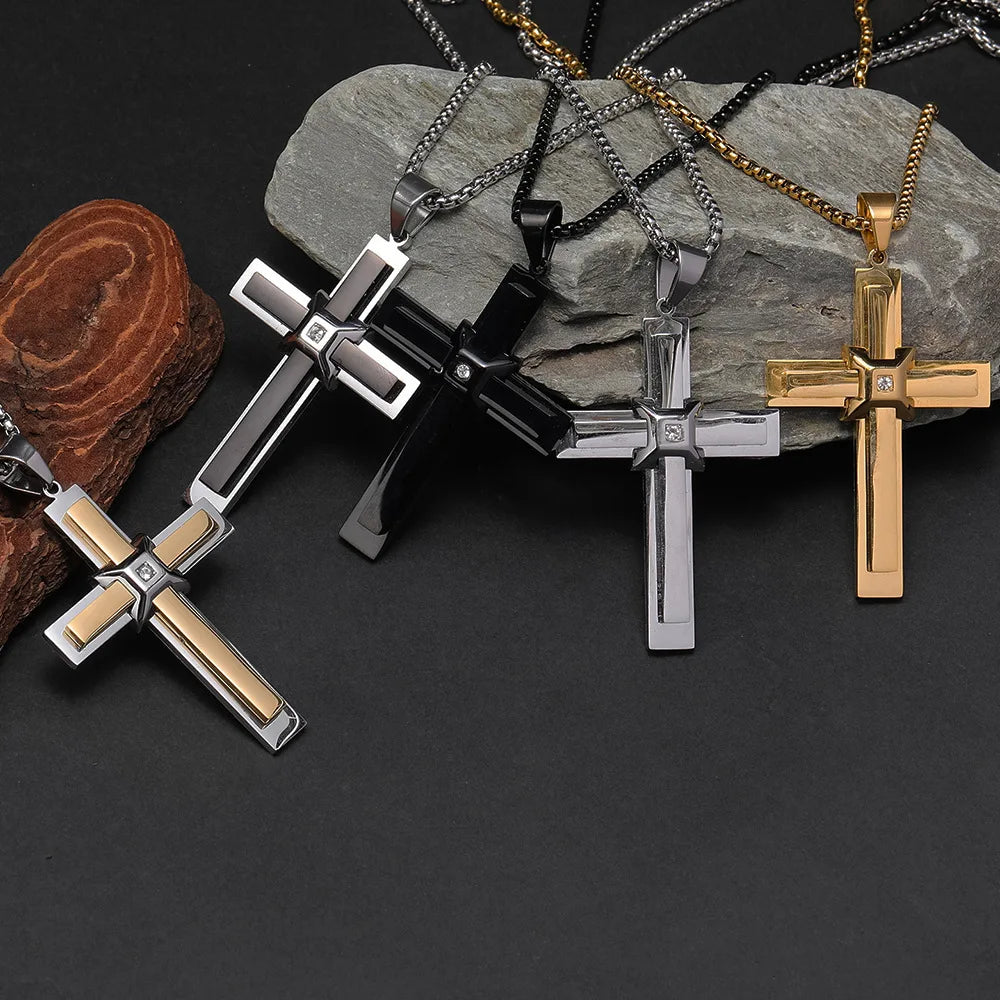 Silver-Tone Emperor Cross Necklace