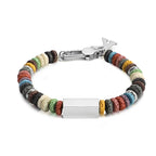 Colorful Volcanic Bead Bracelet with Custom Letter Charm