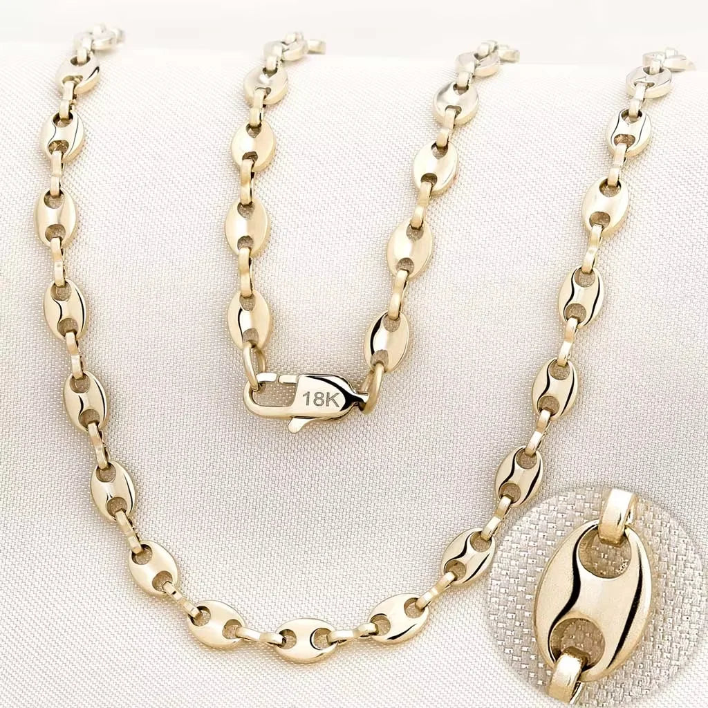 Gold-Tone Coffee Bean Link Chain Necklace