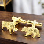Gold Bull and Bear Textured Cufflinks Set