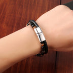 Beaded Tiger Eye Leather Bracelet