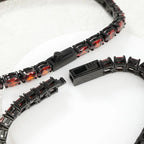 Men's Black Tennis Bracelet with Red Cubic Zirconia