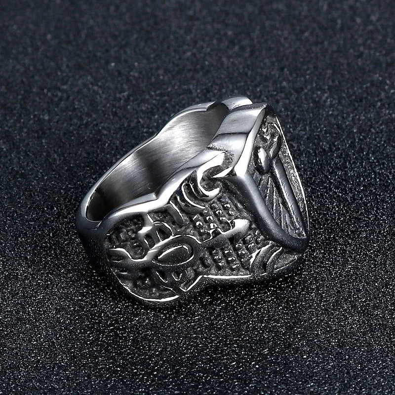 Men's Vintage Stainless Steel Knight Shield Sword Ring