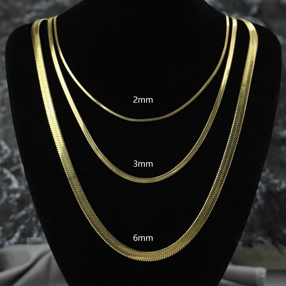 Gold Silver Snake Chain Stainless Steel Necklace