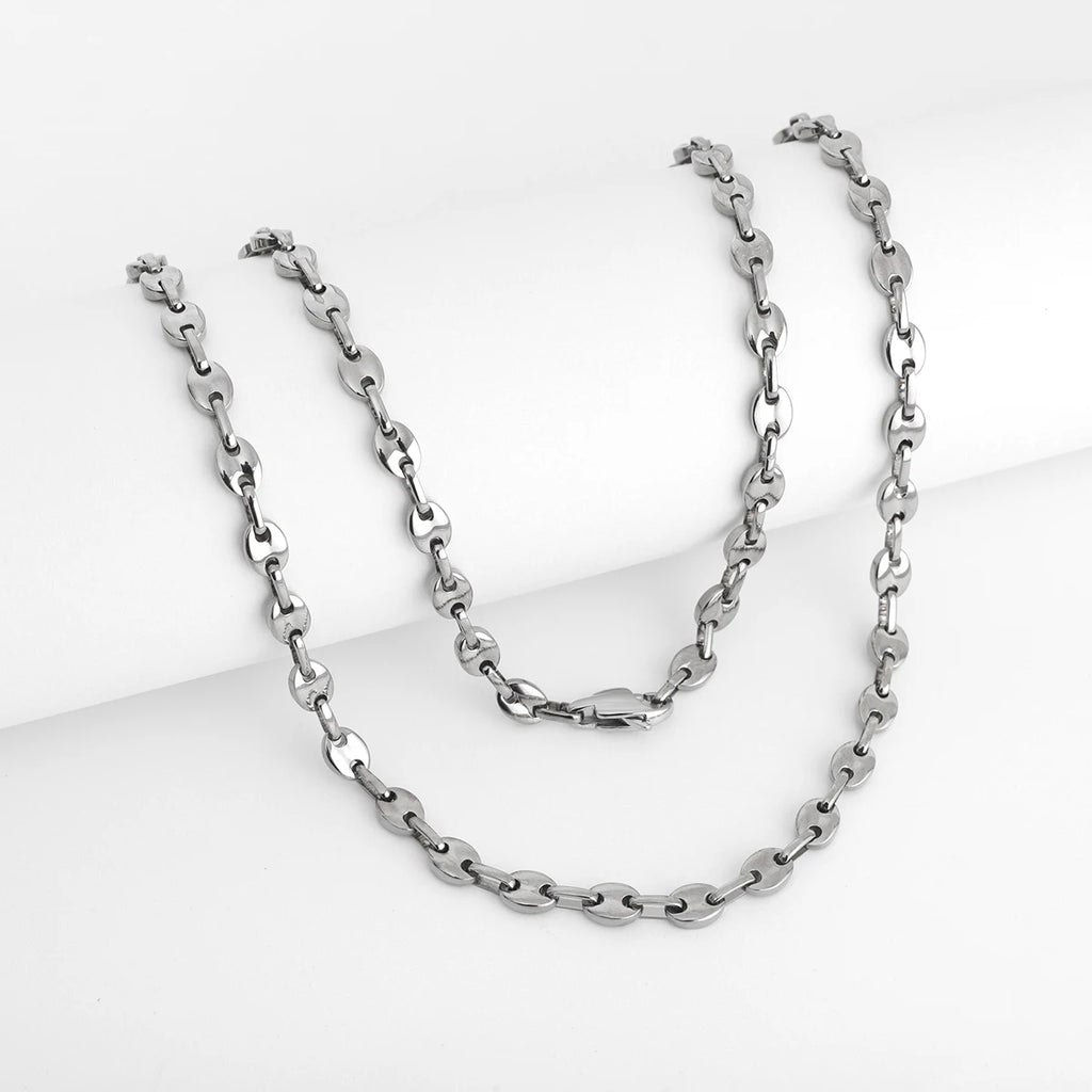 Gold Coffee Bean Chain Necklace with Lobster Clasp