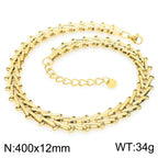 18K Gold Plated Train Track Link Necklace