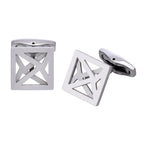 Square Geometric Openwork Polished Silver Cufflinks