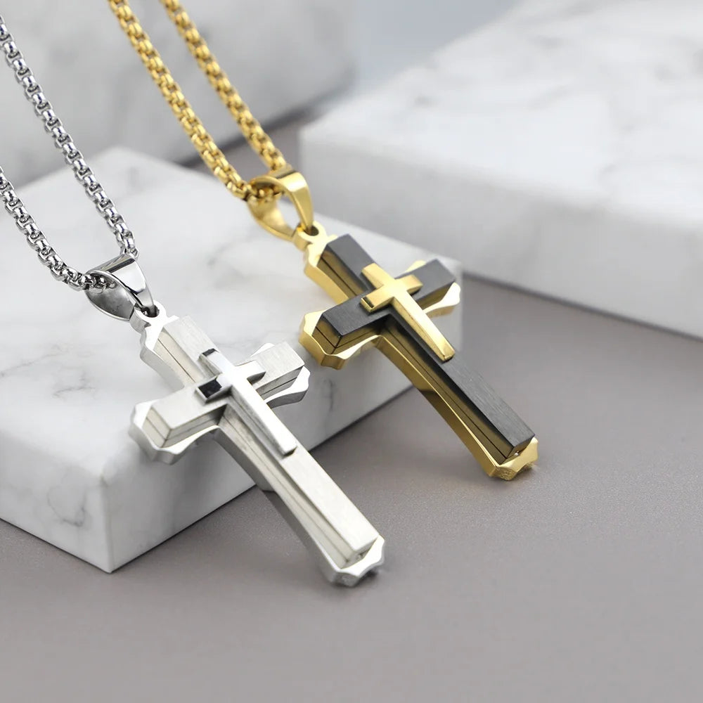 Silver-Tone Cross Pendant Necklace
