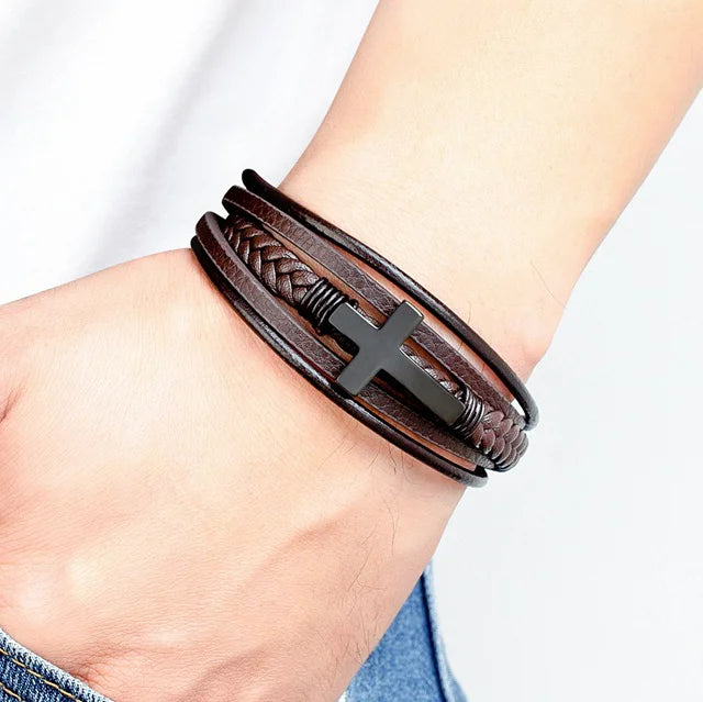 Gold Cross Braided Bracelet