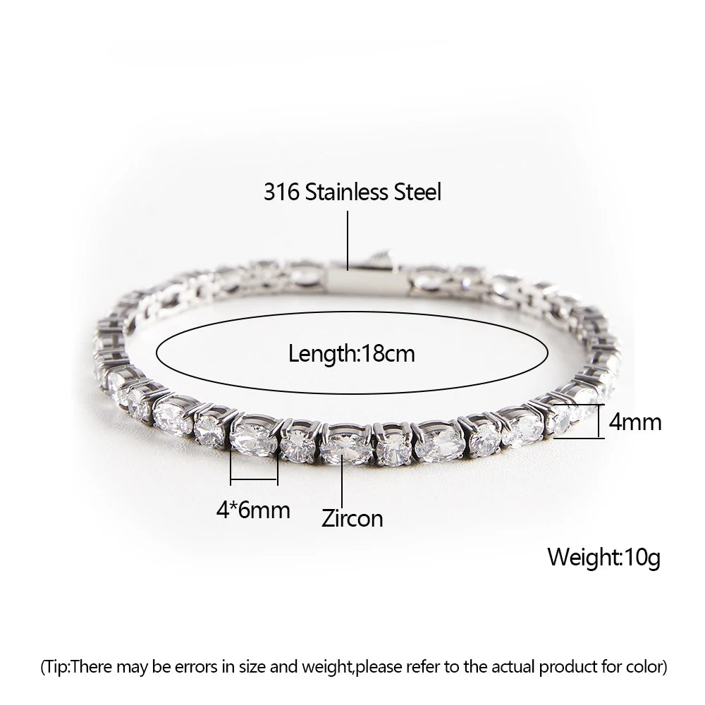Two-Tone Oval Round Cubic Zirconia Tennis Bracelet