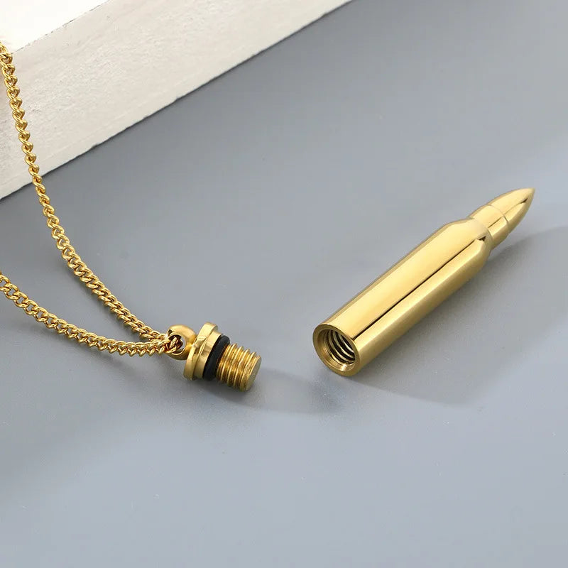 Gold Keepsake Bullet Necklace
