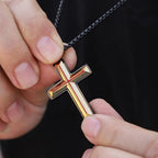 Men's Two-Tone Stainless Steel Cross Pendant Necklace