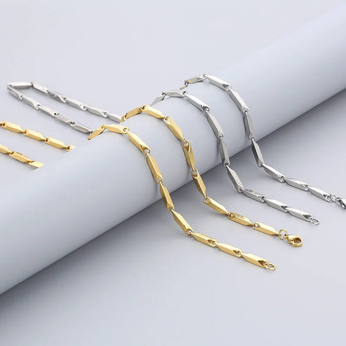 18K Gold and Steel Twisted Helix Chain Necklace