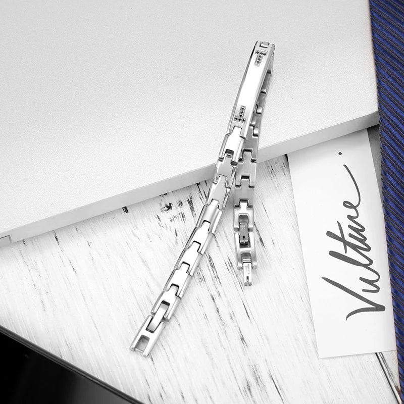 Silver-Tone Zircon Chain Bracelet
