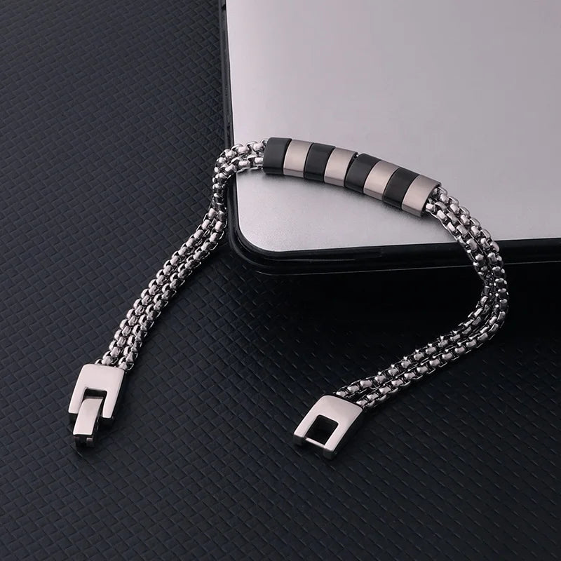 Silver-Tone Double Box Bracelet