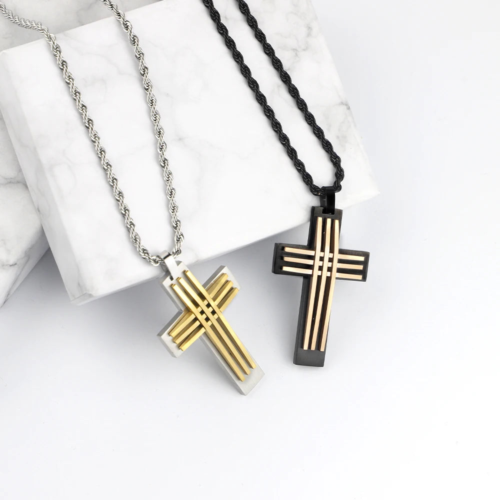 Silver-Tone Cross Pendant Necklace