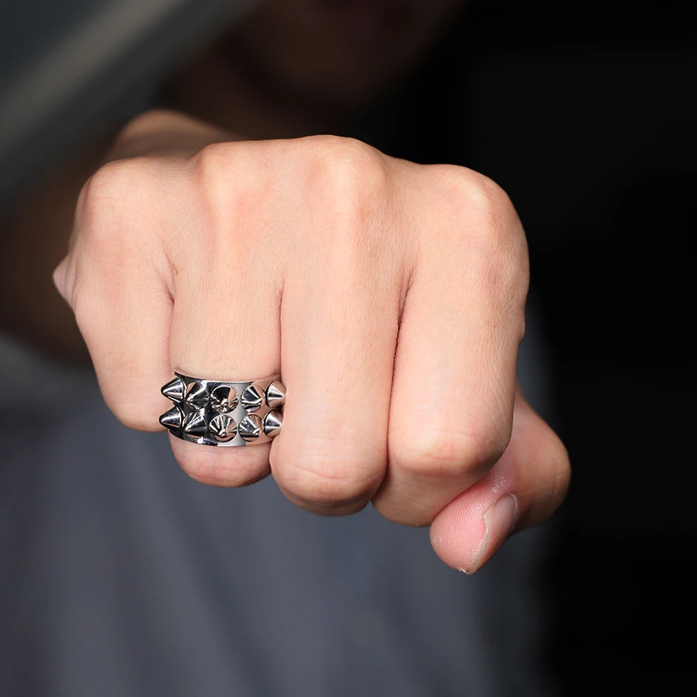 Spiked Stainless Steel Gold Silver Statement Ring