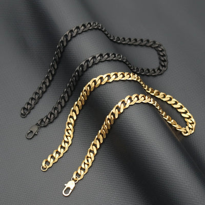 18K Gold Plated & Black Cuban Link Necklace 11.5mm