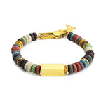 Colorful Volcanic Bead Bracelet with Custom Letter Charm