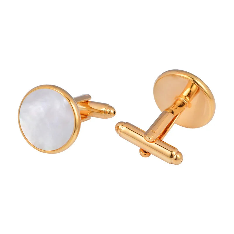 Elegant Gold Plated Mother of Pearl Cufflinks