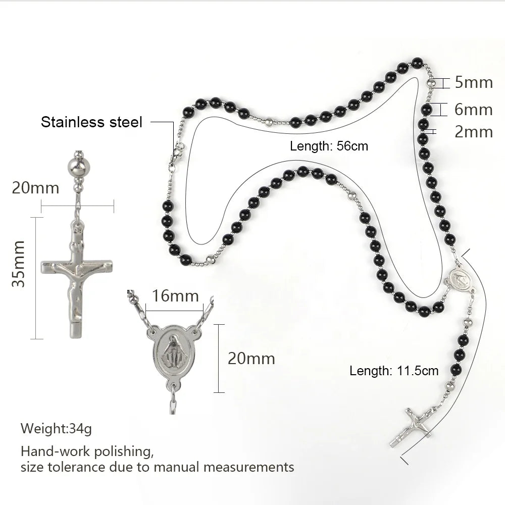 Silver-Tone Agate Cross Necklace