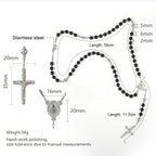 Silver-Tone Agate Cross Necklace