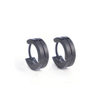 Men's Black Steel Hoop Stud Earrings