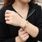 Colorful Volcanic Bead Bracelet with Custom Letter Charm