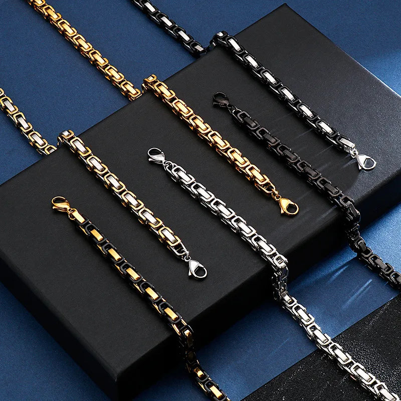 Men's Chunky Byzantine Link Chain Necklace