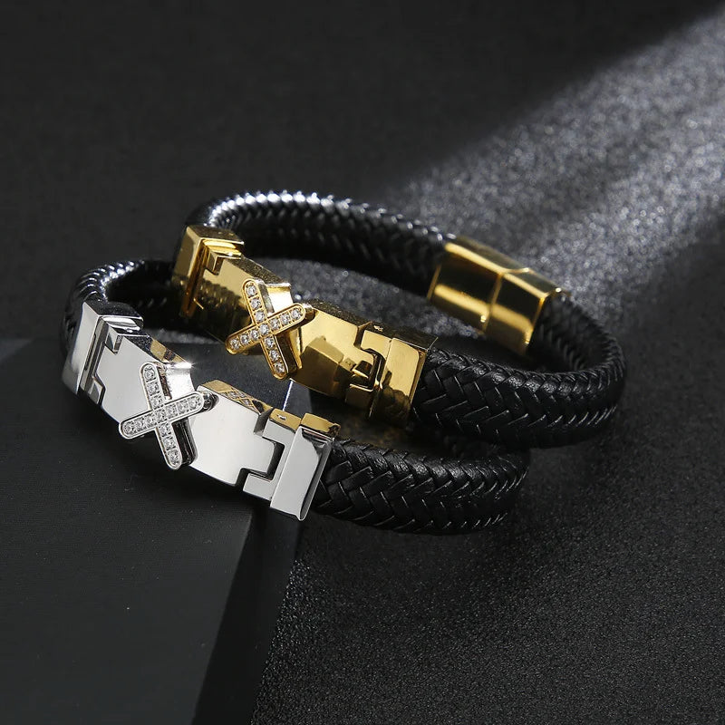 Gold Woven Leather Bracelet