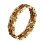 Men's Stainless Steel and Wood Link Bracelet