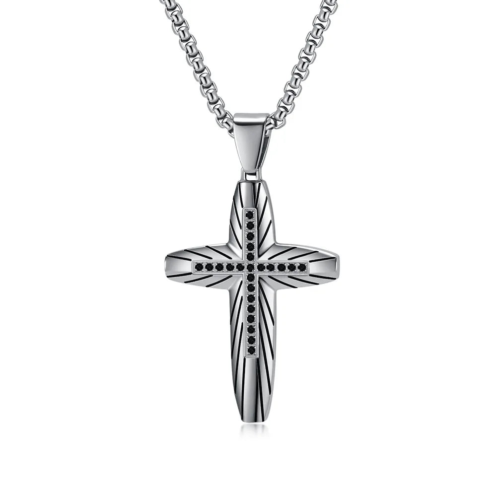 Silver-Tone Arc Cross Necklace